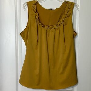 TAHARI Woman Sleeveless Yellow Top with Ruched Neckline Sz X0